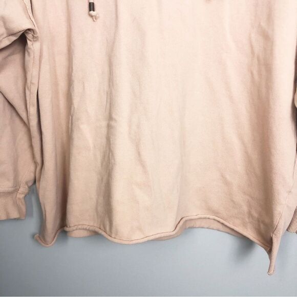 AERIE | Lace Up Front Tan Hooded Sweatshirt Oversized Women’s Size Small - Picture 5 of 9